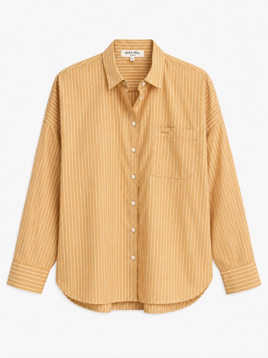 Alex Mill Tops - Alex Mill Jo Shirt Striped Button Down Mustard Yellow White Size M NWOT